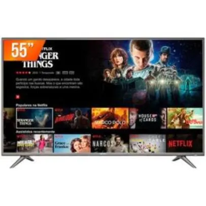 Smart TV LED 55” Ultra HD 4K Semp 55SK6200 3 HDMI 2 USB Wi-Fi | R$ 2096