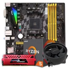 Kit Upgrade Placa Mãe BIOSTAR B350GTX DDR4 + Processador AMD Ryzen 5 2600 3.6GHz + Memória DDR4 8GB 3000MHZ