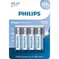 Kit 4 Pilhas Philips Alcalina AA 1.5V LR6P4B/59