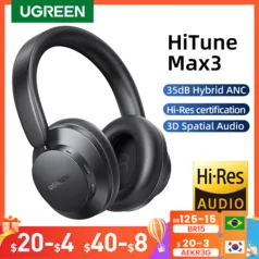 Headset Fone de Ouvido Ugreen hitune max3 híbrido 35db anc cancelamento de ruído ativo