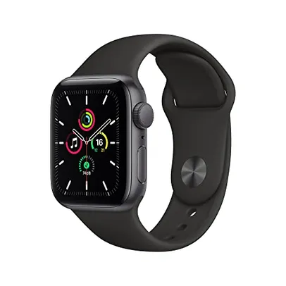 Apple Watch SE (GPS), Caixa em alumínio cinzento sideral de 40 mm com Pulseira esportiva meia-noite