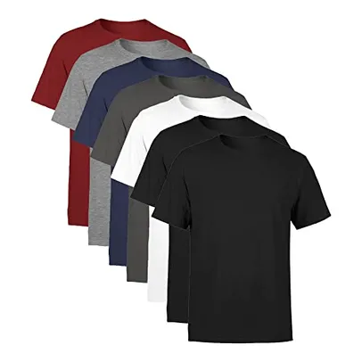 Kit 7 Camisetas Masculina Manga Curta Lisa Algodão Premium