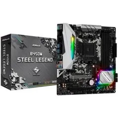 Placa-Mãe ASRock B450M Steel Legend, AMD AM4, mATX, DDR4 | R$ 770