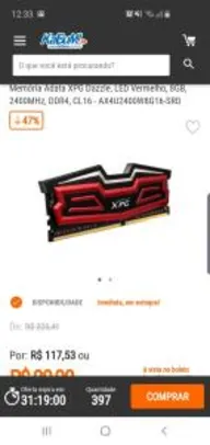 Memória Adata XPG Dazzle, LED Vermelho, 8GB, 2400MHz, DDR4