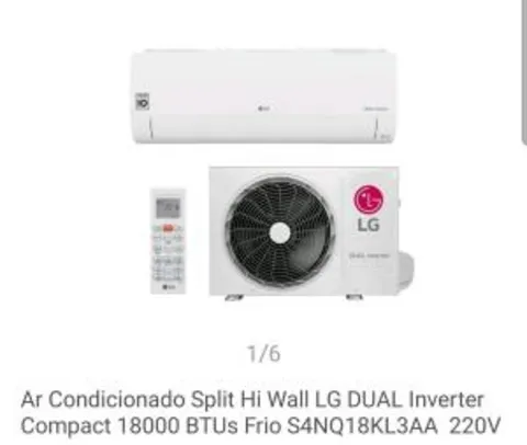 Ar Condicionado Split LG Dual Inverter 18000 Btus Frio 220V SNQ418KL3AA | R$2.573