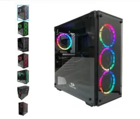 Gabinete Gamer Redragon, Wheel Jack, Mid Tower, Vidro Temperado, Black, Sem Fans | R$300