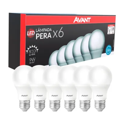 Kit com 6 Lâmpadas de Led 9W Avant Branca Bivolt