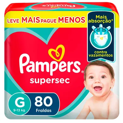 Fraldas Pampers Supersec G 80 Unidades