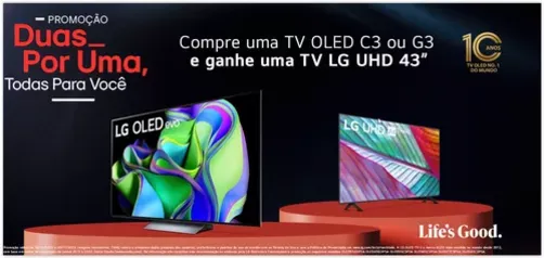 Compre uma TV LG OLED C3 ou G3 e Ganhe uma TV TV LG UHD 43”