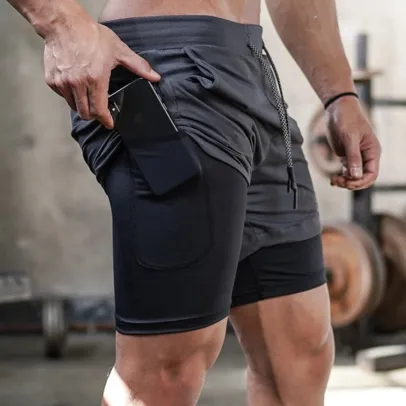 Shorts de treino com bolso interno para smartphone