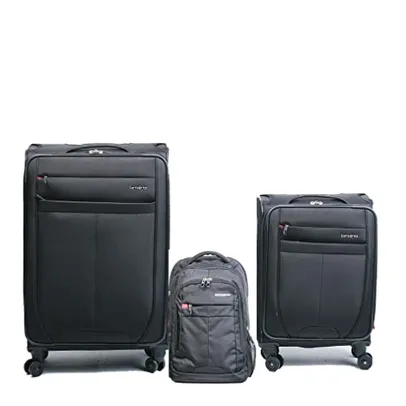 Conjunto de 3 Peças Samsonite Versalite DLX - 2 Malas e 1 Mochila Preta