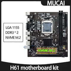 [Choice] Placa Mãe MUCAI H61, LGA 1155, Compatível Intel Core, 2ª e 3ª geração DDR3 NVMe