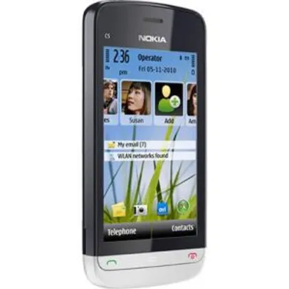 Smartphone Nokia C5-03 Tela 3.2", Câmera 5.0MP, 3G, Wi-Fi, Memória Interna 40MB e Cartão 2GB R$236