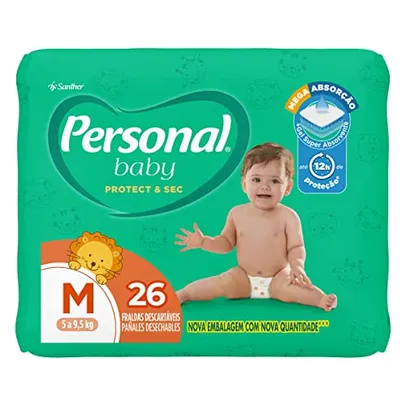 (R$ 0,87 por tira) Fralda Personal Baby Protect e Sec M Jumbo, 26 uni.