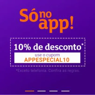 [APP] 10% de desconto no App Shoptime - Exceto Telefonia