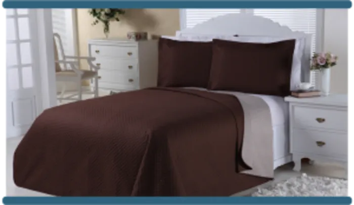 [AMERICANA]  Cobre-leito Dual Color Solteiro com Porta-travesseiro Marrom e Bege Orb -R$ 50