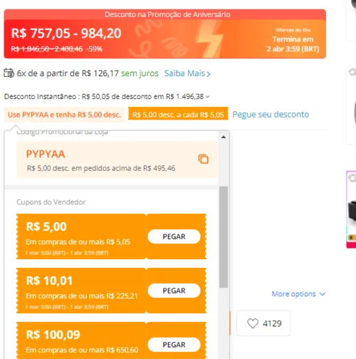 Imagem na descrição da promoção