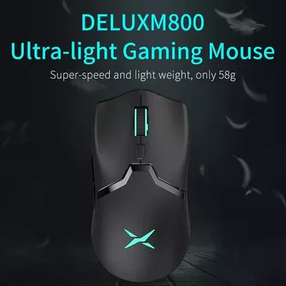 Mouse Gamer M800 Delux PMW3389 RGB Wired Gaming Mouse 58g Leve Ergonômico 1000Hz 