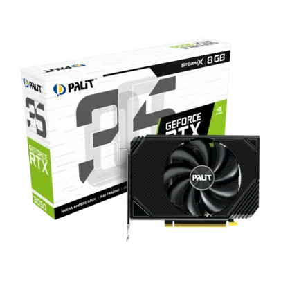 Placa de Vídeo Palit GeForce RTX 3050 StormX, LHR, 8GB, GDDR6, DLSS, Ray Tracing, NE63050019P1-190AF