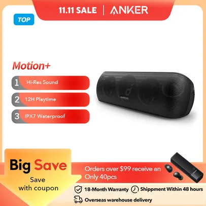 [R$ 281 COM MOEDAS/TAXA INCLUSA] Anker Soundcore Motion + Bluetooth Speaker com Hi-Res 30W Audio Bluetooth Speakers