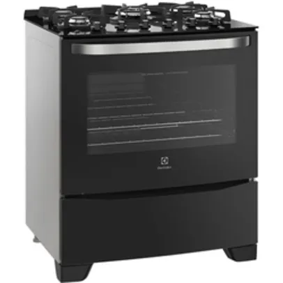 ( Ame SC R$ 1467) Fogão mesa de vidro  Electrolux 5 bocas 76gs Preto