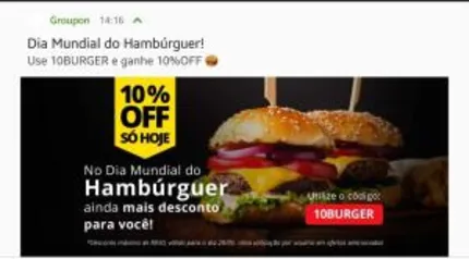 Cupom - Dia Mundial do Hamburguer no Groupon