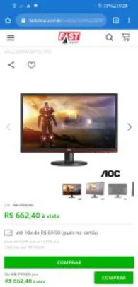 Monitor Gamer 21,5" AOC LED com 20.000.000:1 de Contraste - G2260VWQ6 R$662