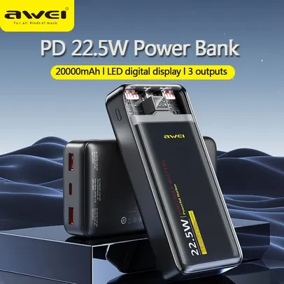 Awei P24k Poderoso Power Bank 10000mah Portátil Powerbank Para Telefone Bateria Externa Carregamento Rápido 