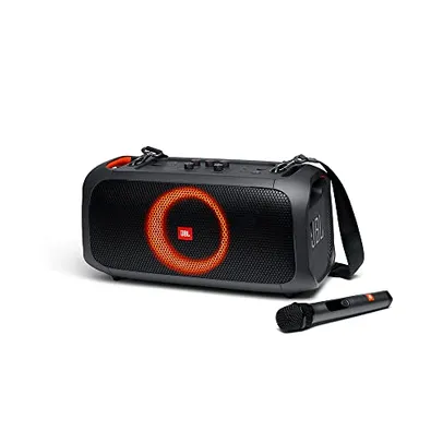 Caixa de Som Portátil Bluetooth JBL PartyBox On-The-Go, Com Microfone Sem Fio e Efeitos de Luzes 