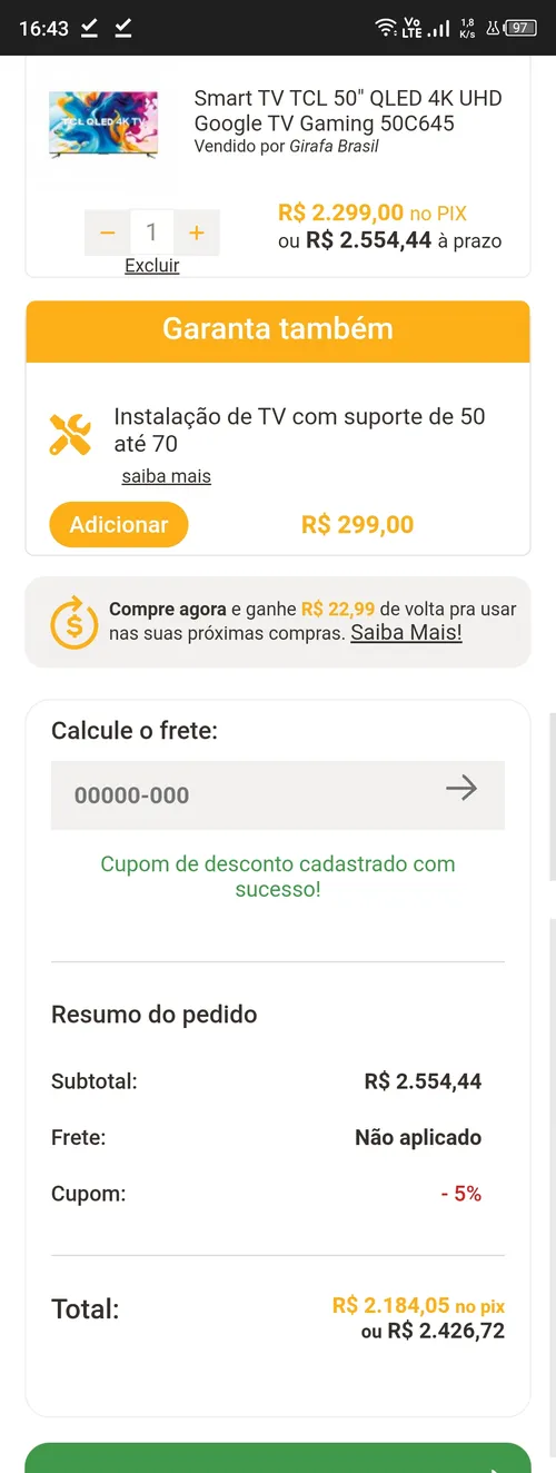 Imagem na descrição da promoção