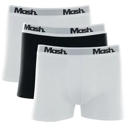 Kit Cueca Mash Boxer Cotton de Algodão 3 Peças - Branco/Preto/Branco em até 30x CC Casas Bahia 