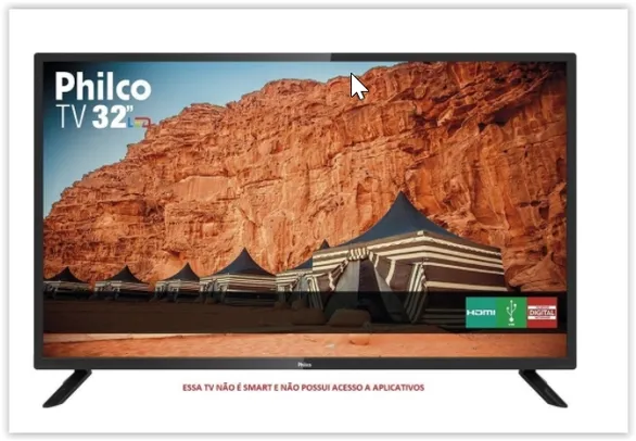 [Reembalado] TV LED 32" HD Philco PTV32F10D - 2 HDMI, 1 USB, 60Hz | R$ 800