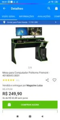 Mesa para Computador Politorno Fremont | R$250