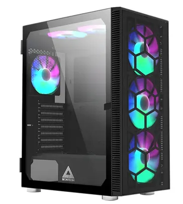 Gabinete Gamer Montech X3 Glass, Mid Tower, Black, ATX, Com 6 Fans, Vidro Temperado