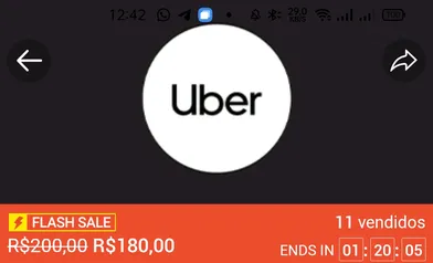 [APP] Giftcard uber R$ 200