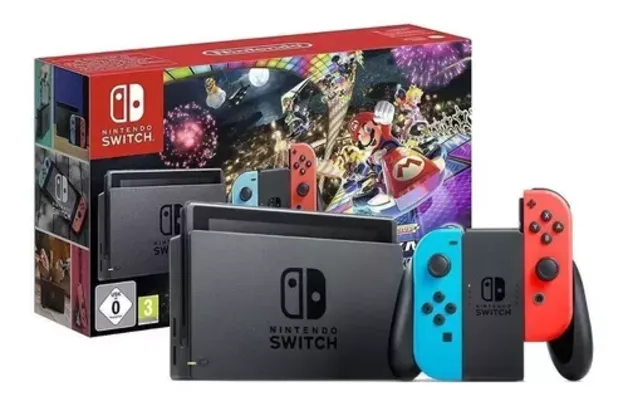 [CC MP] Nintendo Switch 32gb Mario Kart 8 Deluxe Cor  Vermelho-néon, Azul-néon E Preto