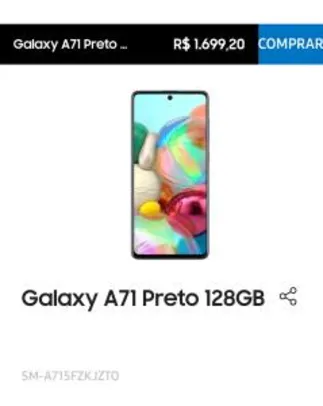 Galaxy A71 Preto 128GB