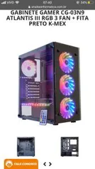 GABINETE GAMER CG-03N9 ATLANTIS III RGB 3 FAN + FITA PRETO K-MEX