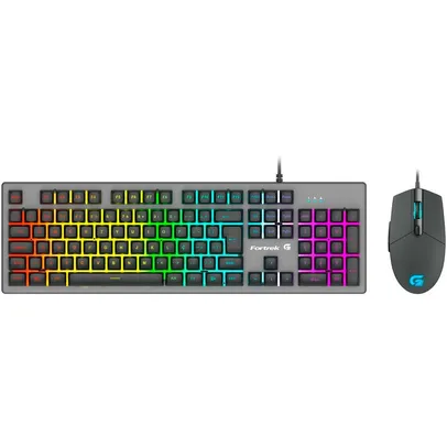 Kit Gamer Fortrek Ranger Grafite - Teclado, LED Rainbow, ABNT2 + Mouse - 70551