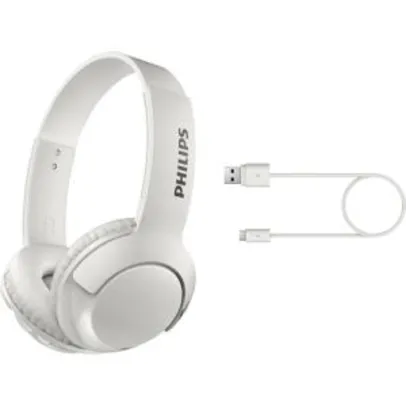 Fone de Ouvido Philips Bluetooth Branco Sem Fio Shb3075wt/00 Bass+ On Ear - Branco