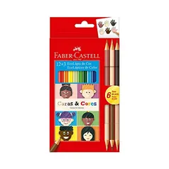 Lápis de Cor Ecolápis Caras & Cores 12 Cores + 6 Tons de Pele, Faber-Castell