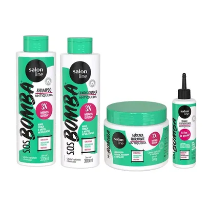 KIT COMPLETO SOS BOMBA ANTIQUEDA 4 PRODUTOS SALON LINE