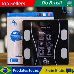 [MOEDAS R$ 25,46/APP/ Brasil ]Balança Digital Bioimpedância Com Bluetooth Aplicativo Preto