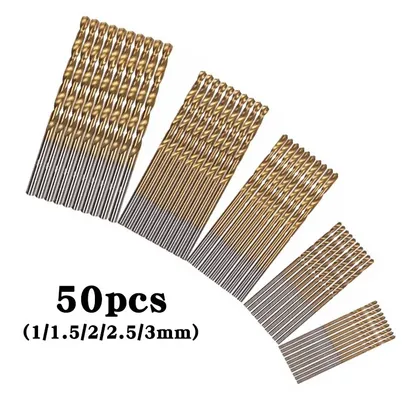 [Taxa Inclusa/Moedas] Kit 50 Brocas 1mm a 3mm Titanium Plated