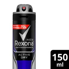 Desodorante Antitranspirante Aerosol Masculino Rexona Active Dry 72 horas 150ml