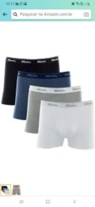 Kit 4 Cuecas Boxer Cot Liso Elast, Mash, Masculino | R$55