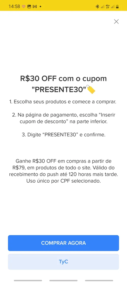 Imagem na descrição da promoção