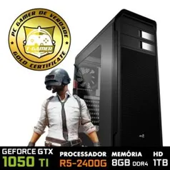 PC GAMER T-SOLDIER LVL-1 AMD RYZEN 5 2400G 3.6GHZ R2G / GEFORCE GTX 1050 TI 4GB / 8GB DDR4 / HD 1TB / GAB AEROCOOL AERO 500 PRETO