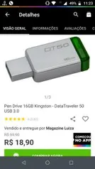 [App] Pen Drive 16GB Kingston - DataTraveler 50 USB 3.0