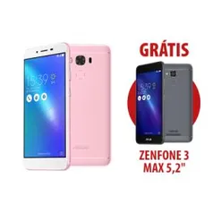 Zenfone 3 Max 5,5" 3GB/32GB Rosa + Grátis Zenfone 3 Max 5,2" Cinza Escuro -- R$1349